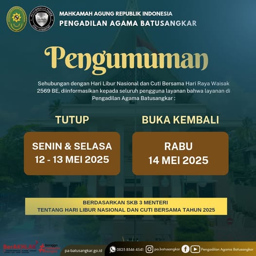 pengumuman hari libur 12 Mei 2025